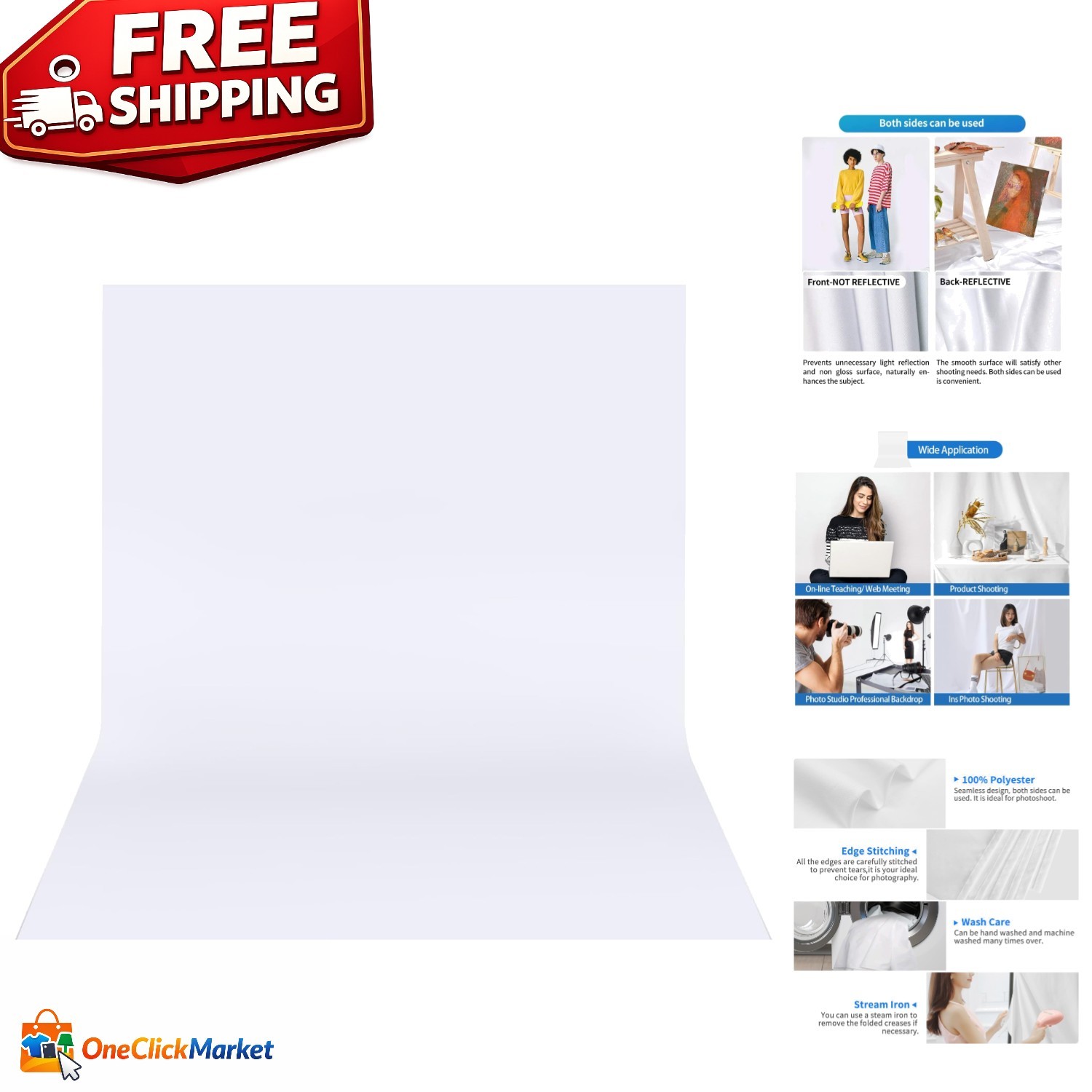 Seamless 10×8 ft White Photo Backdrop for Professional Photography Needs