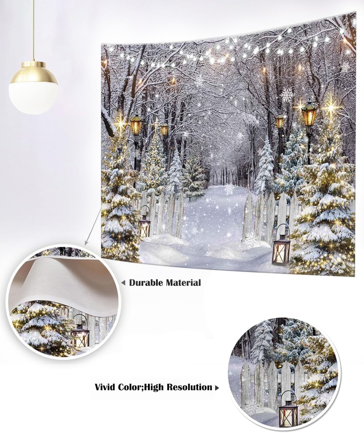 Winter Scene Backdrop Winter Snow Forest Party Decorations for Christmas Holi…