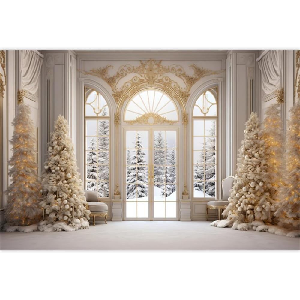 Elegant Christmas Backdrop 7x5ft Fabric Christmas Backdrops for Photography W…