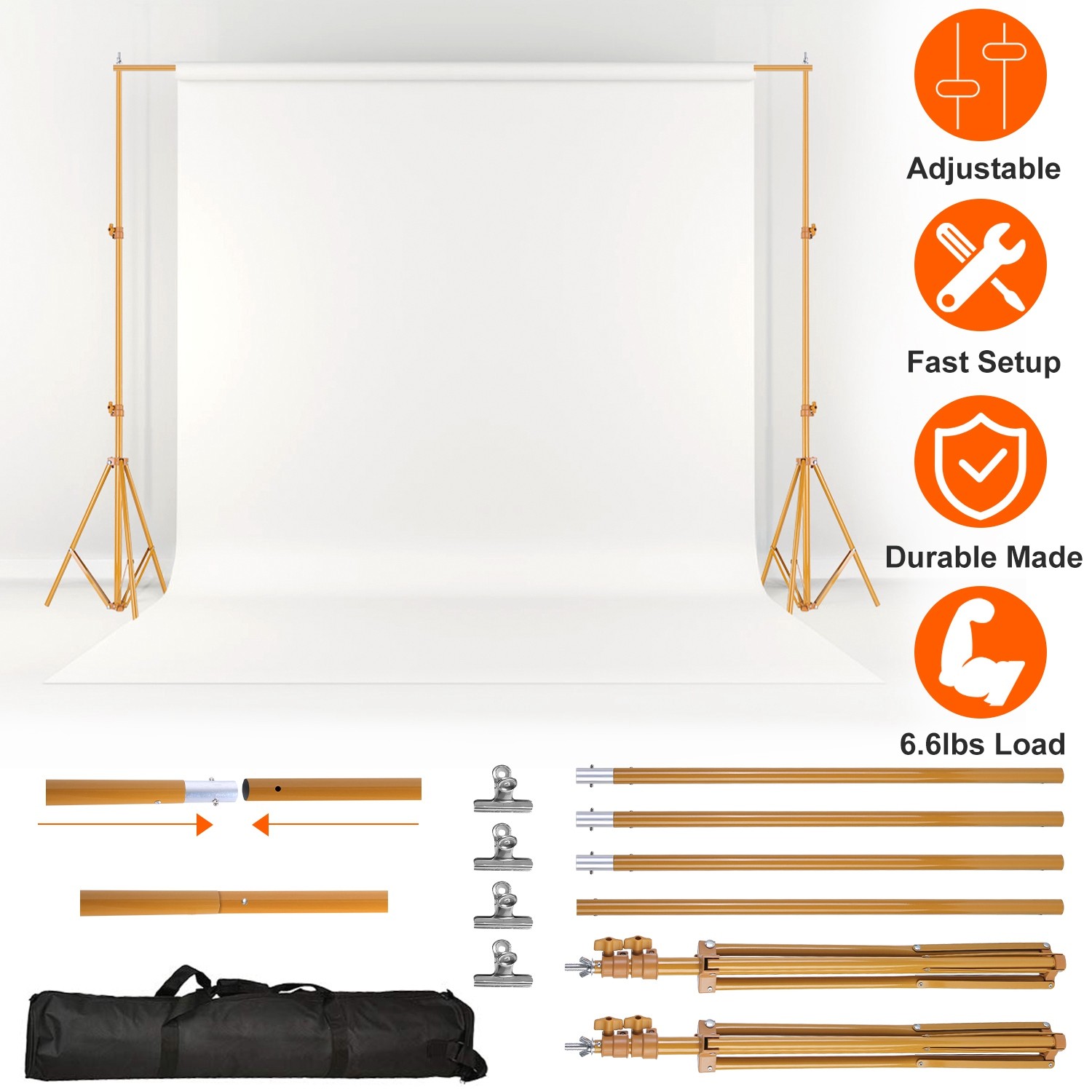 10x7ft Heavy Duty Backdrop Stand Kit Video Photography Studio Background Support