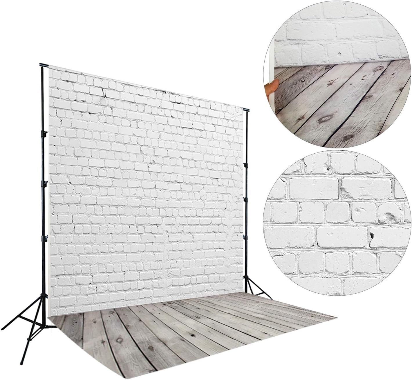 High-Quality 5x7ft Brick Wall with Gray Wooden Floor Photography Backdrop