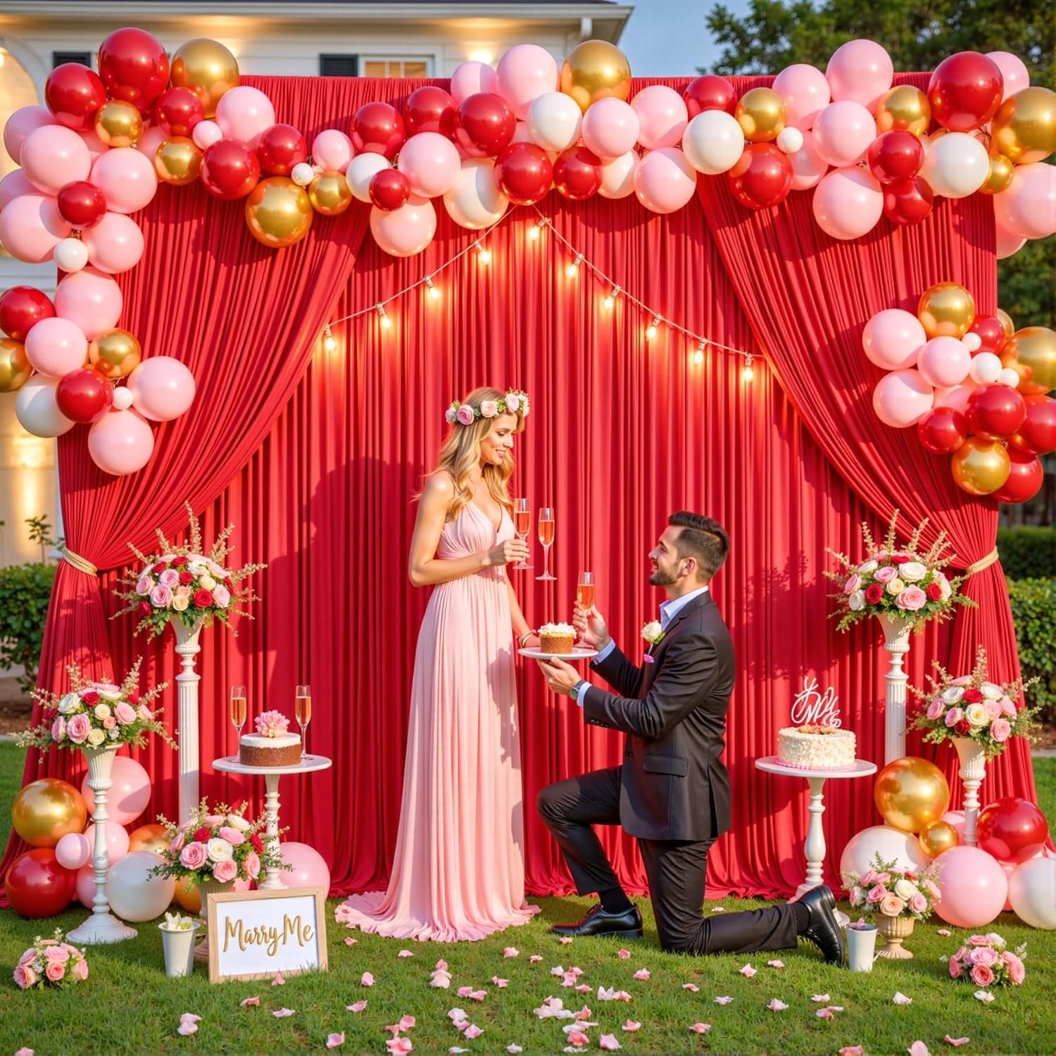 10×10 Red Backdrop Curtains for Parties, Weddings and Photography Decor