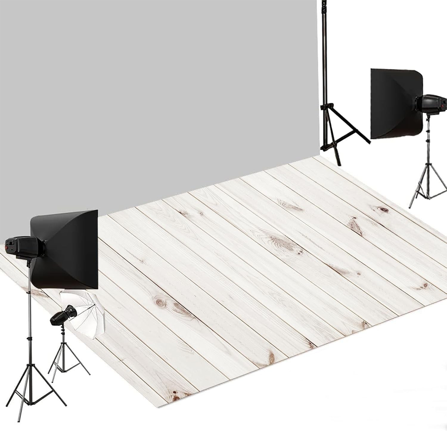 Kate White Wood Photography Mat Non-Slip Rubber Floor 8x5ft,