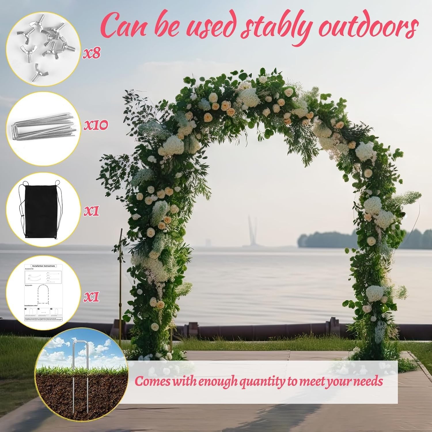 6.6FT Gold Metal Arch Backdrop Stand Frame for Wedding Party Balloon Decor
