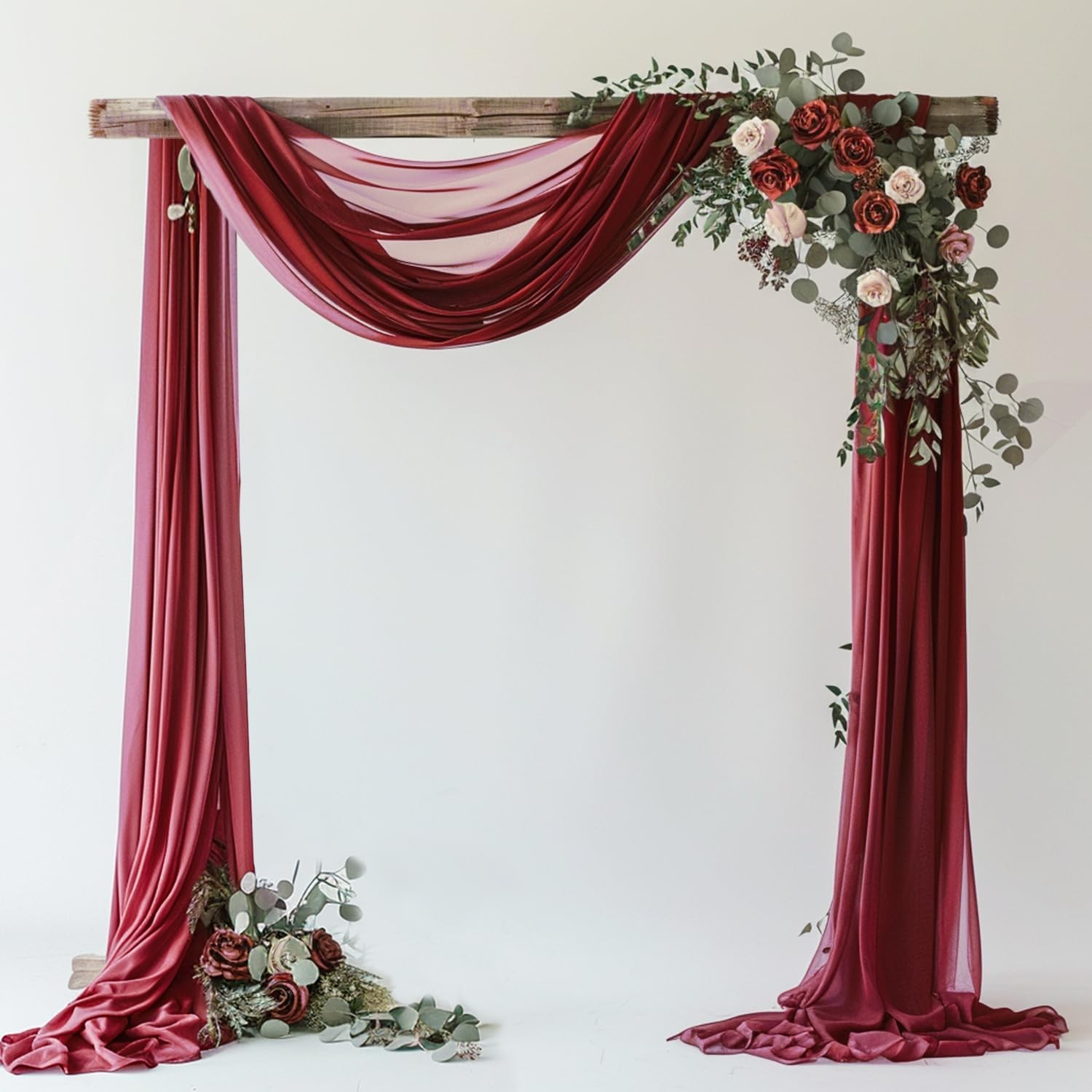 Burgundy Wedding Arch Draping Fabric Sheer Backdrop Curtain 28.7 Inch x 20FT