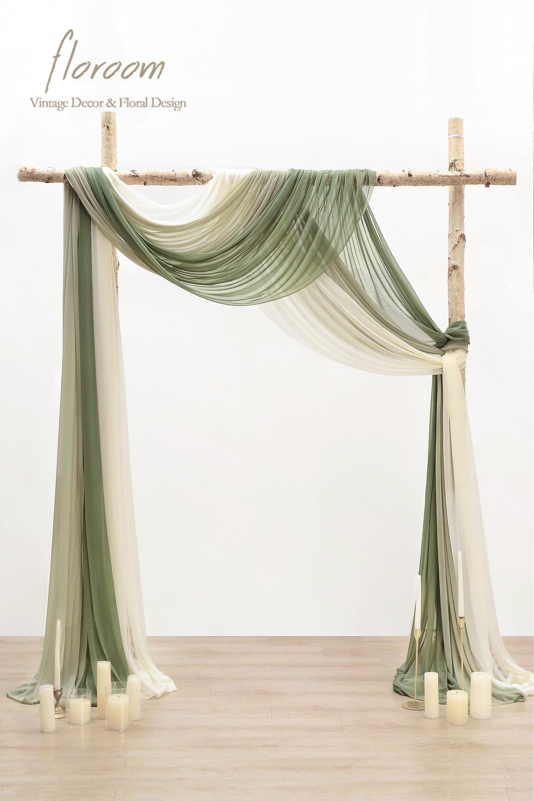 Floroom Wedding Arch Draping Fabric 3 Panels 20Ft Chiffon Fabric Drapes Arbor…