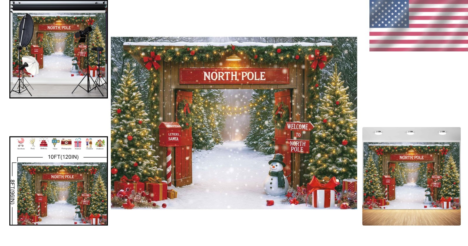 10x8ft Christmas Photo Background White Snowy Forest for Baby Holiday Photos