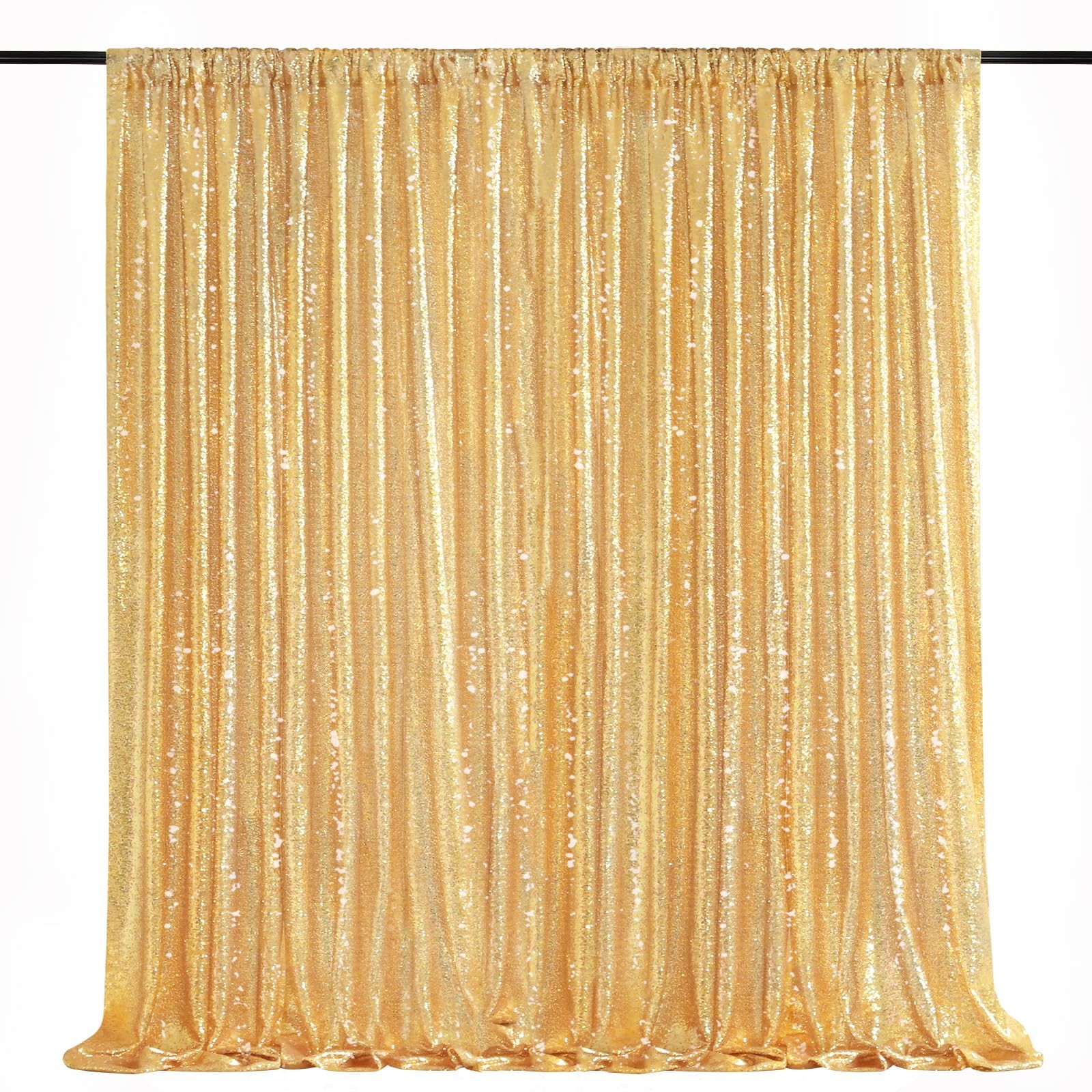 7ft x 7ft Gold Sequin Backdrop Curtain Glitter Photo Booth, Wedding Birthday