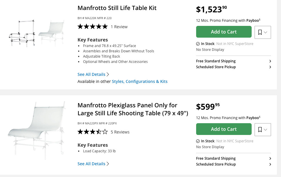 Large MANFROTTO PROFESSIONAL PHOTOGRAPHY TABLE Curved Perspex Plexi 220 Series