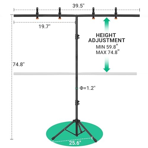 T-Shape Portable Backdrop Stand, 6.5×3.2ft Adjustable Photo Background Stand