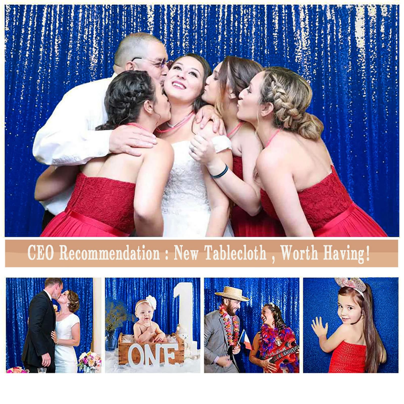 Royal Blue Sequin Photo Booth Backdrop 5x10FT | Glitter Birthday Wedding Part…