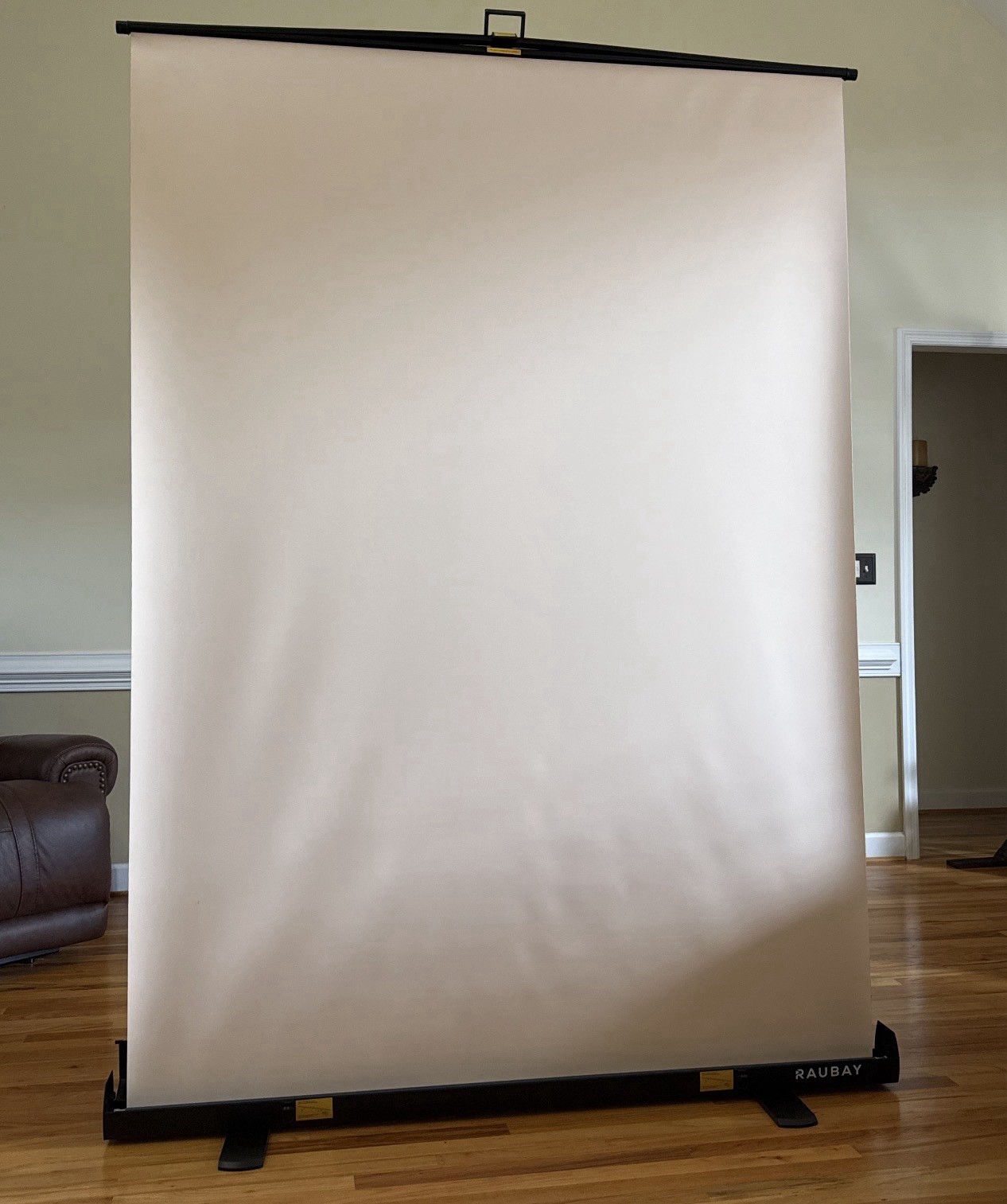 Retractable Pull Down Beige Screen – 59.8″ x 86.6″ Collapsible Wall-Mount Bac…