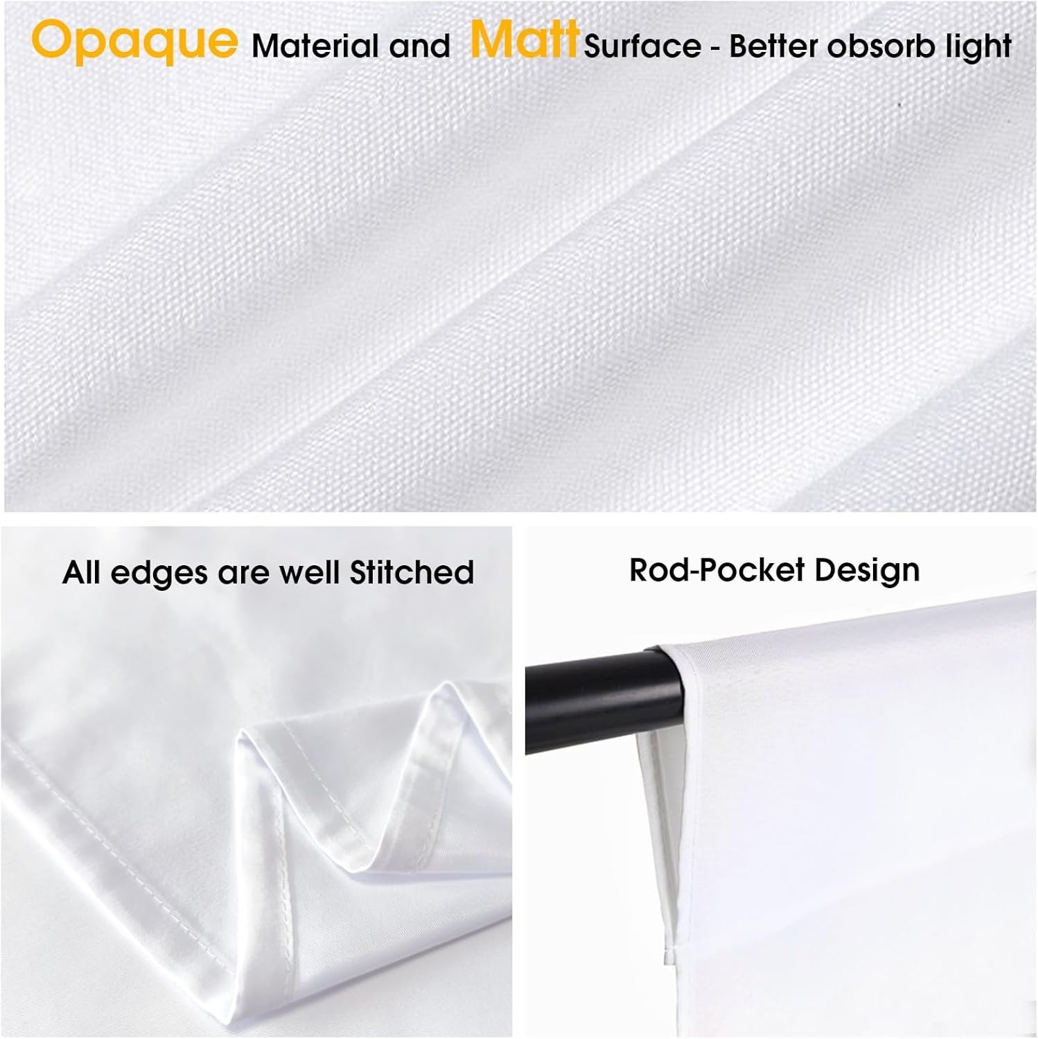 10x20ft White Backdrop for Photography, Dual-Size Dual-Pocket Design Photo Bo…