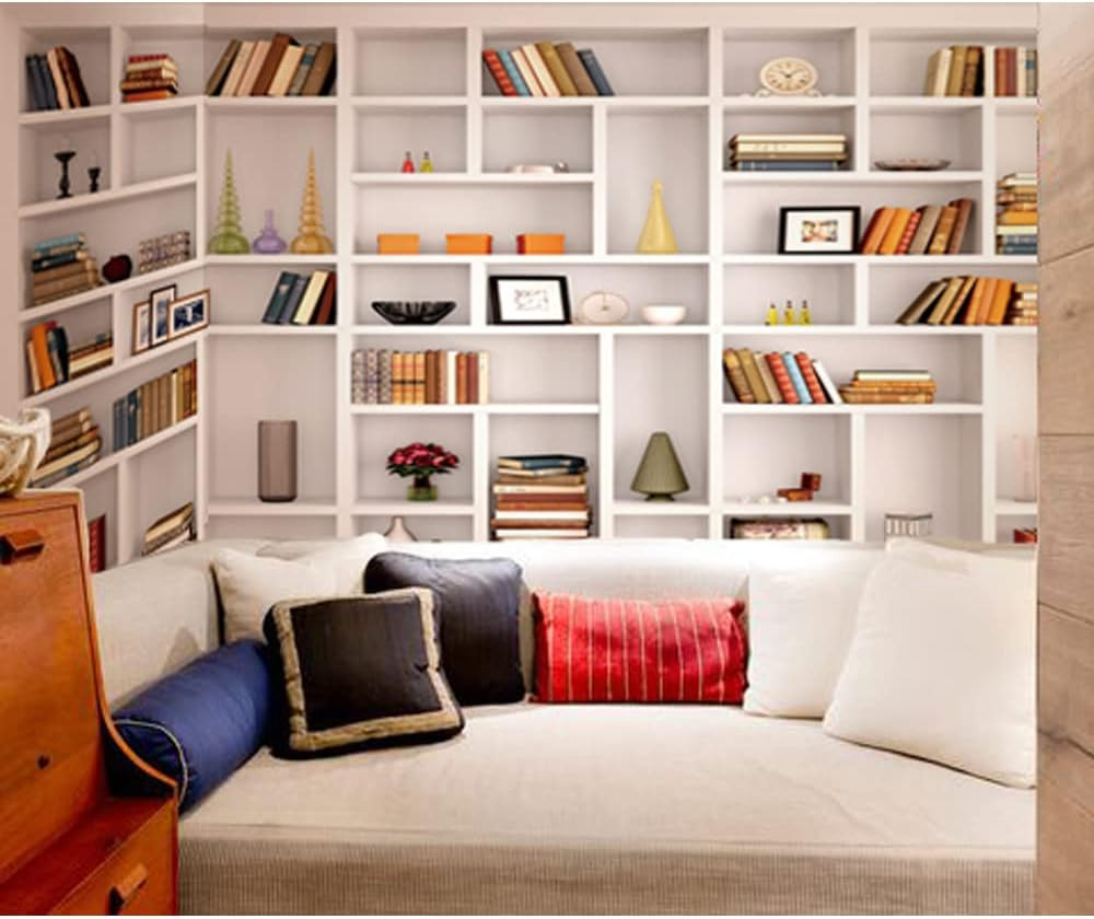 7x5ft White Bookshelf Backdrop Bookcase Backdrop for Office & Home Office Decora
