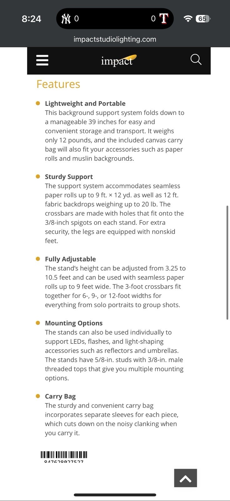 Impact Background Support System V2 – 12′ Wide