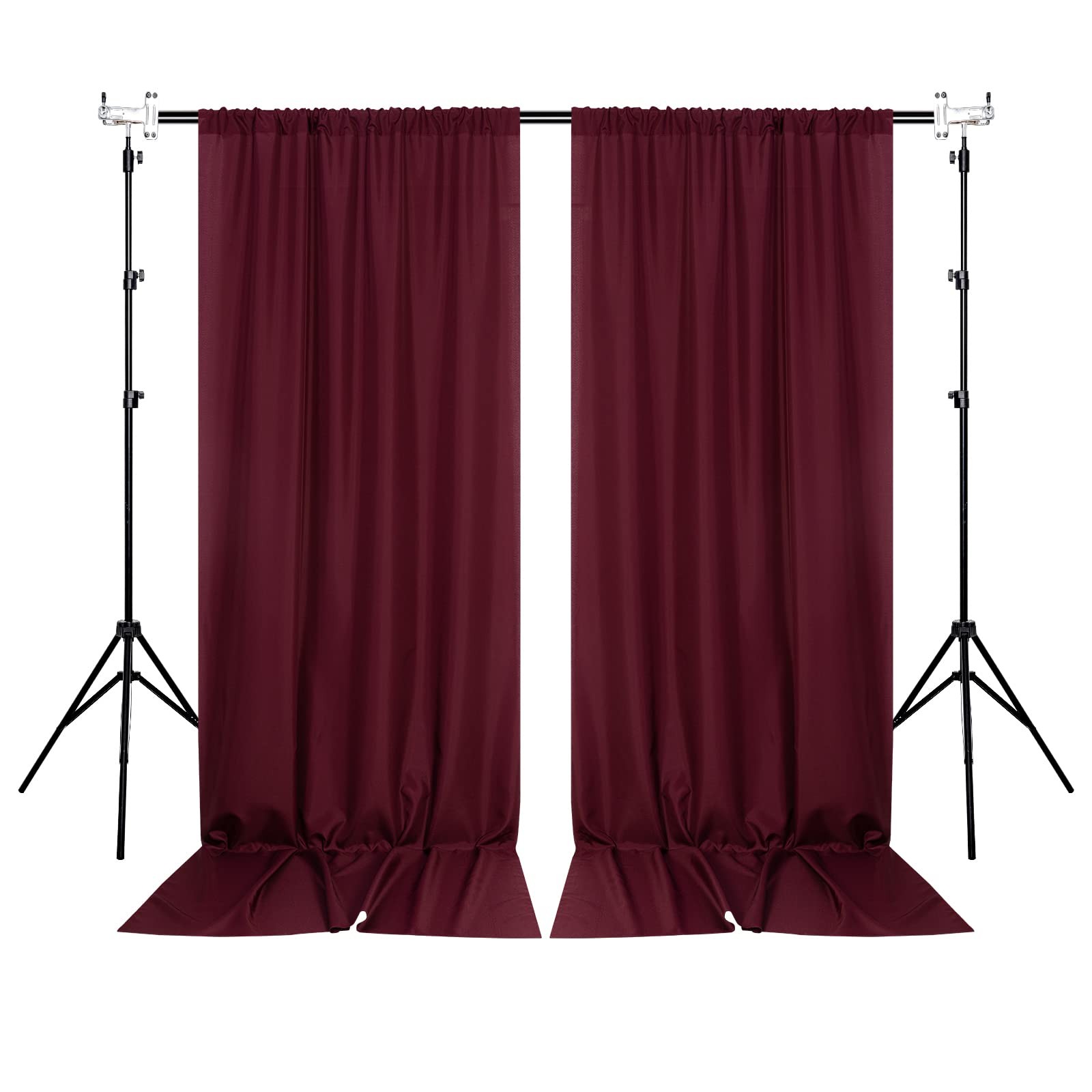 2 Panels 10ft x 10ft Burgundy Backdrop Curtains For Parties Weddings Stage