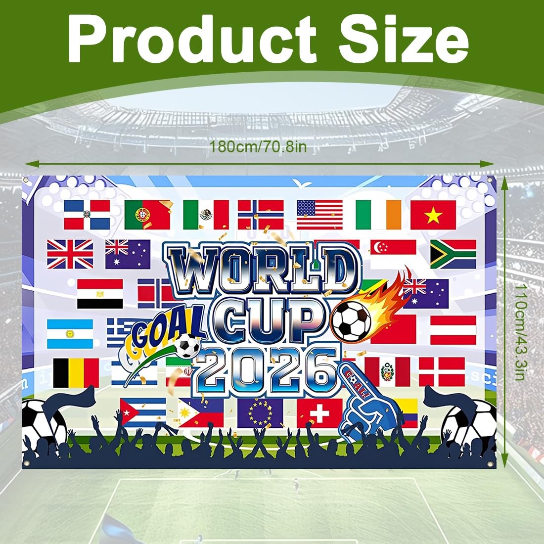 2026 World Cup Backdrop Banner Football Decor Background for Classroom, Office