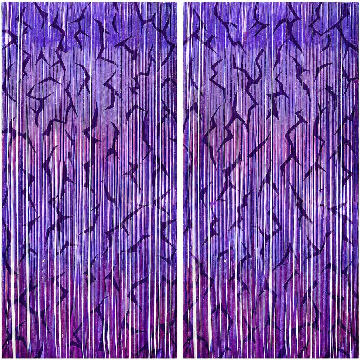 K-Style Purple Foil Fringe Curtains Party Decorations 3.3 ft x 6.6 ft,