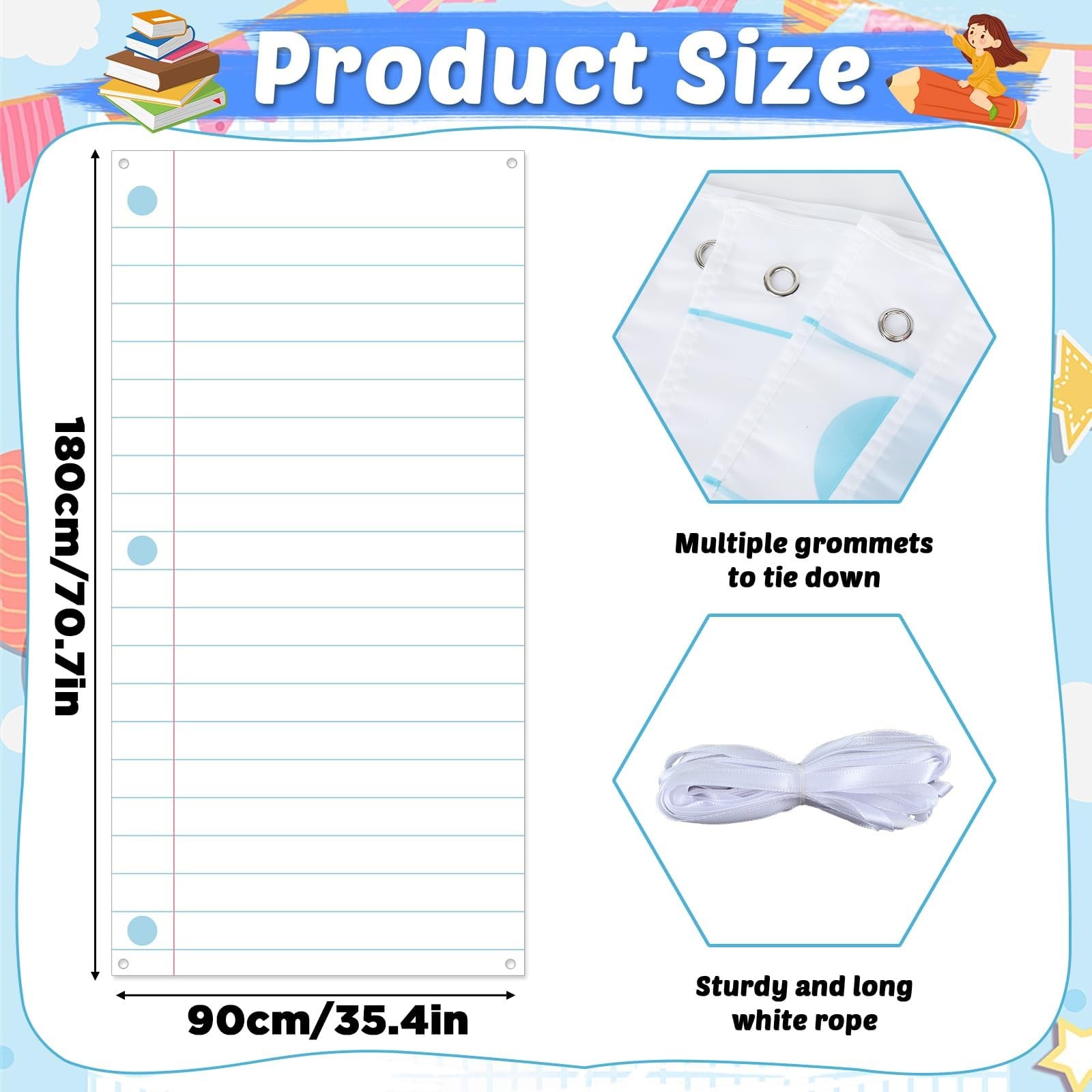 Back to School Door Cover Notebook Classroom Backdrop Decoration Lined Paper …
