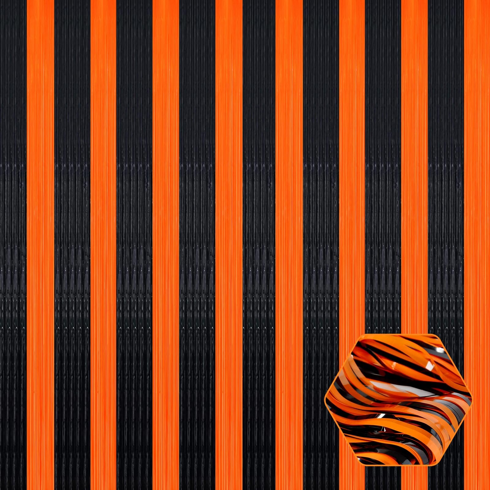 3 Pack Black Orange Foil Fringe Curtain Backdrop 3.28Ftx8.2Ft Metallic