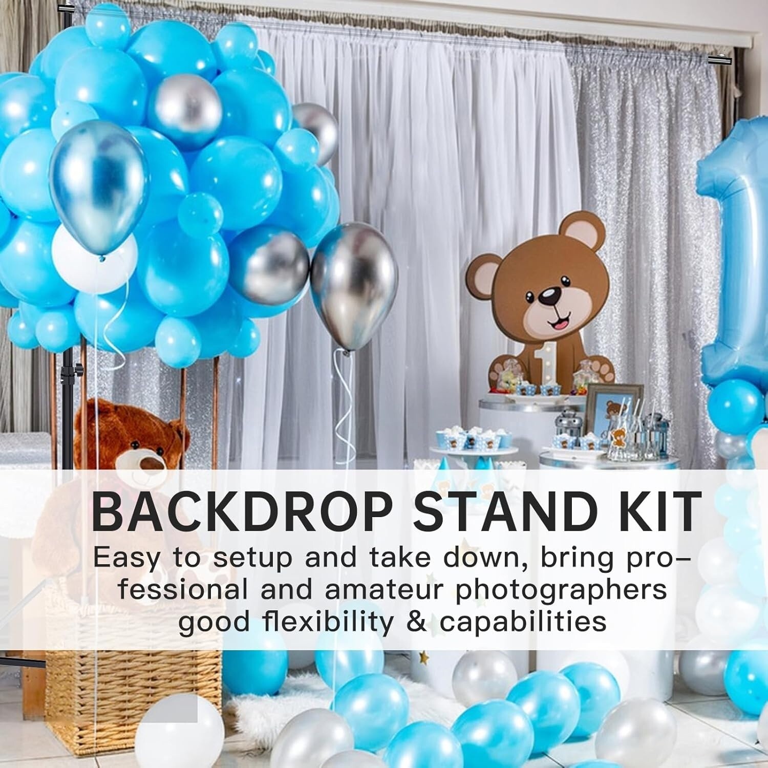 Soporte De Telon De Fondo Para Fiestas Estudio Fotografia 7.5 FTx10 FT Ajustable