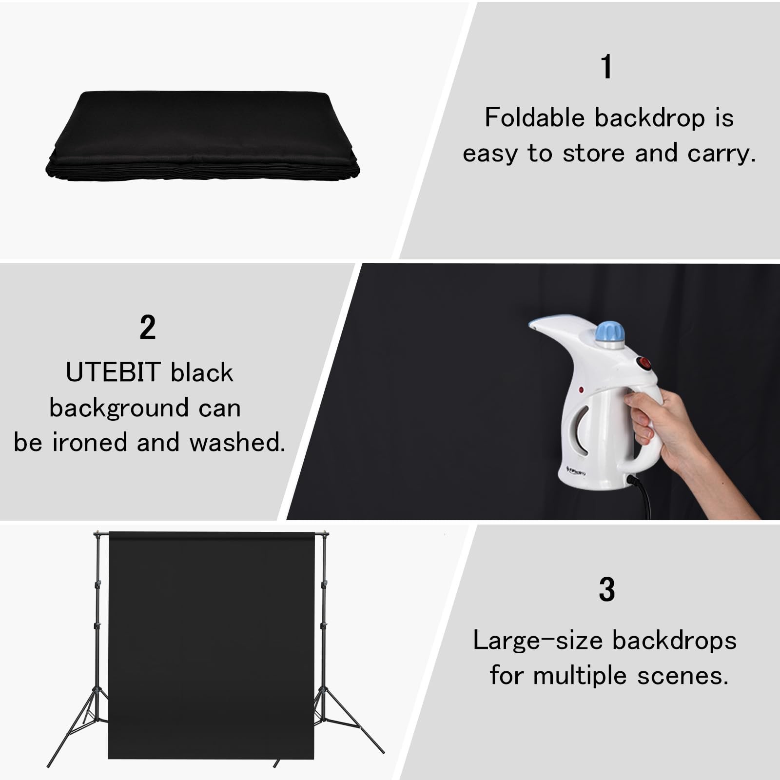 Black Backdrop 10x10FT, Black Photo Backdrops for Photoshoot, Chromakey Polye…