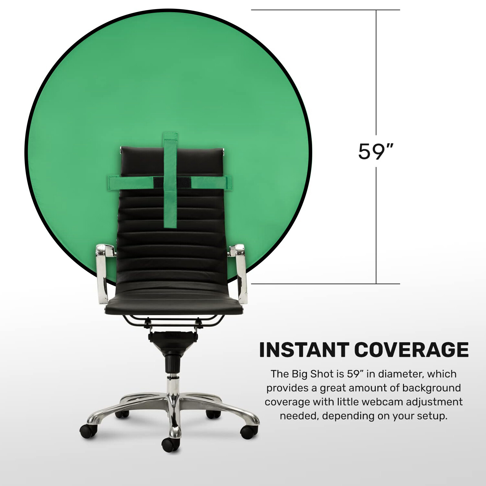 59″ Round Green Screen Collapsible Webcam Backdrop Photography Webex Video Chats
