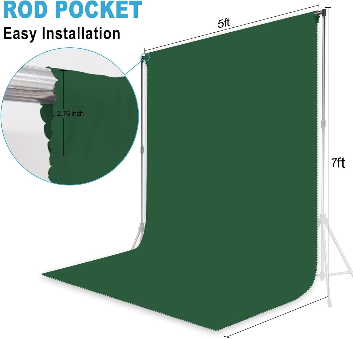 Elegant 5×7 FT Dark Green Backdrop for Professional Photoshoots & Live Streams
