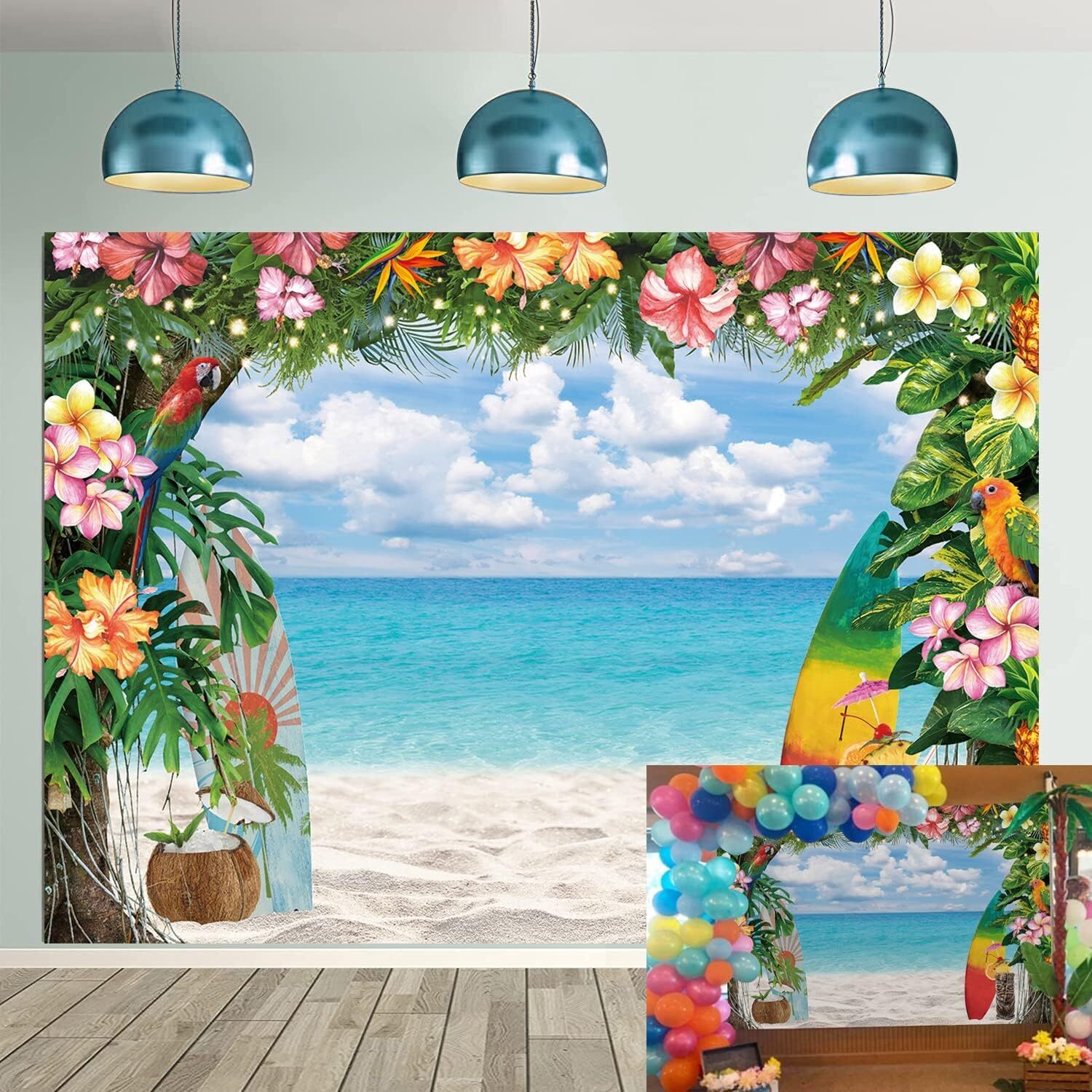 Telon De Fondo De Playa Hawaiana De Verano Flores Tropicales Fondo De Fotogra…
