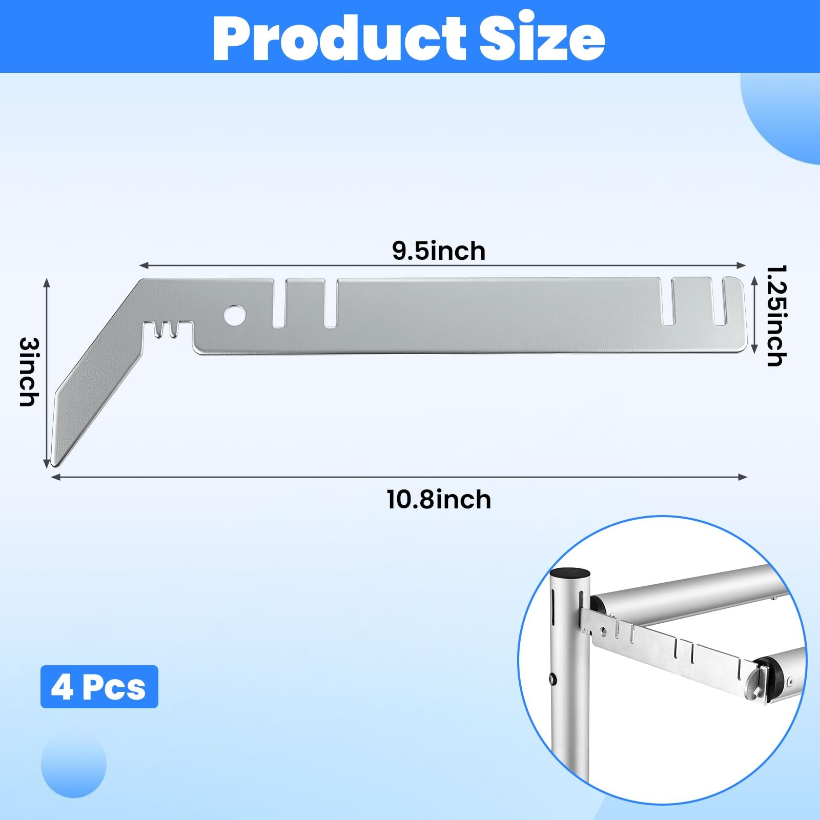 4 PCS 9Inch Double Crossbar Valance Hangers Steel Backdrop Hook Drape Stand