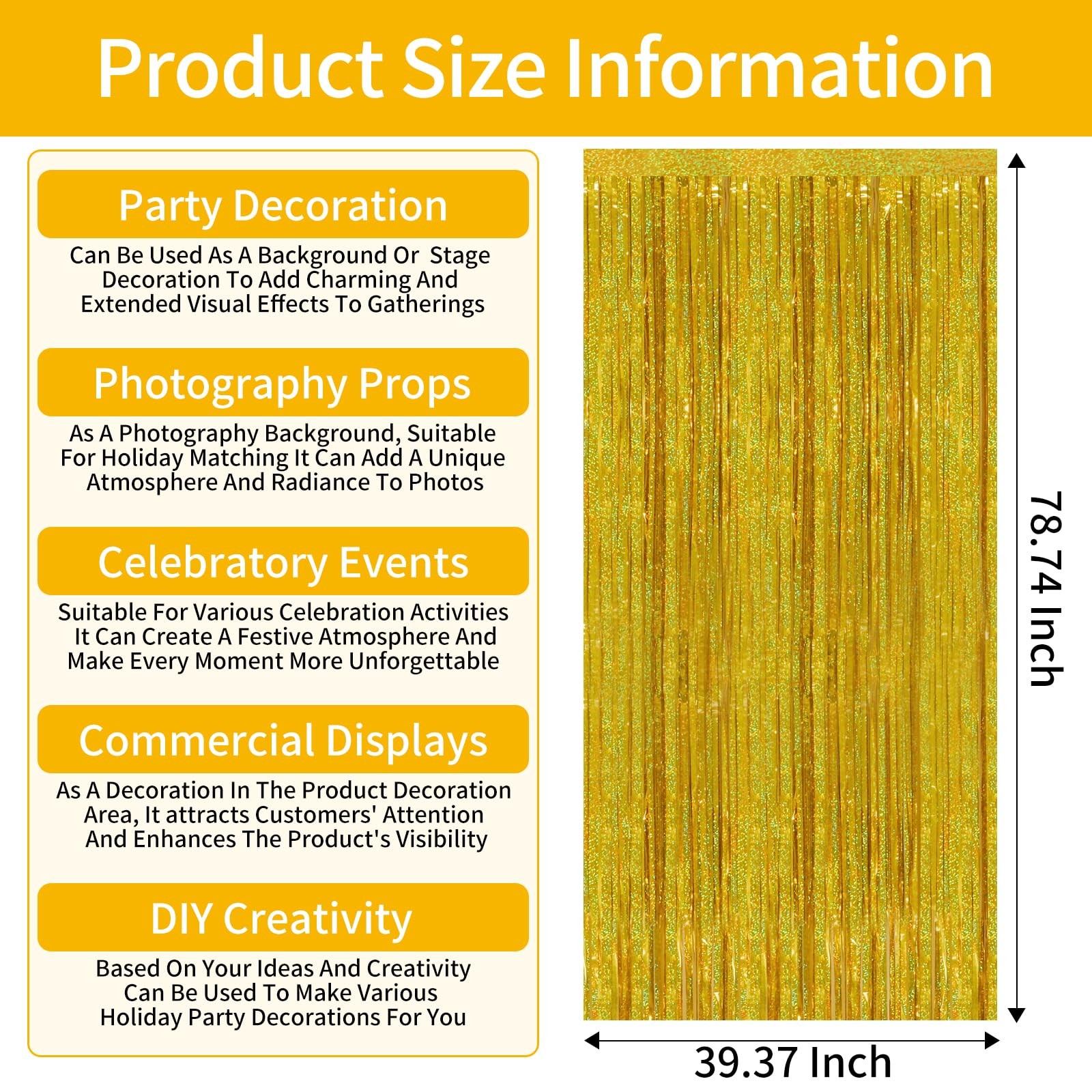 4 Pack Gold Foil Fringe Tinsel Backdrop Curtains for Birthday Bachelorette