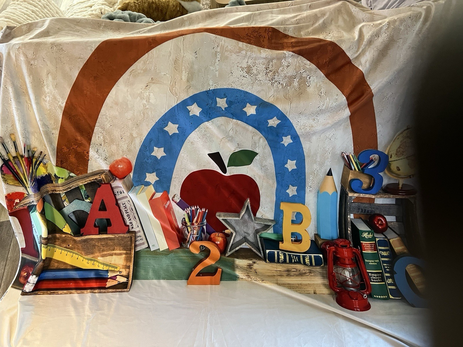 Kate Fabric Backdrop Rainbow School 6.5×6.5 Microfiber