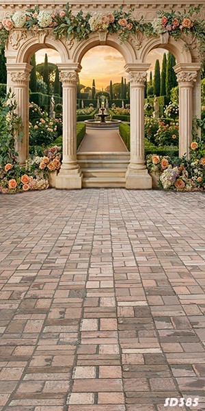 10’x20’CP Arch Column Garden Scenic Microfiber Fabric background backdrop SD385