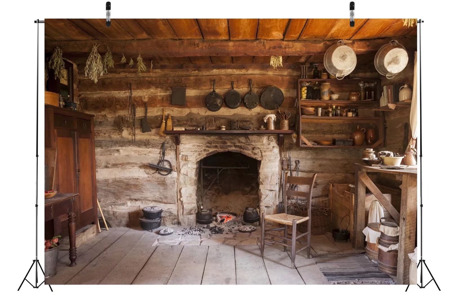5x3ft Rustic Kitchen Backdrop Western Old Wooden House Interior Background
