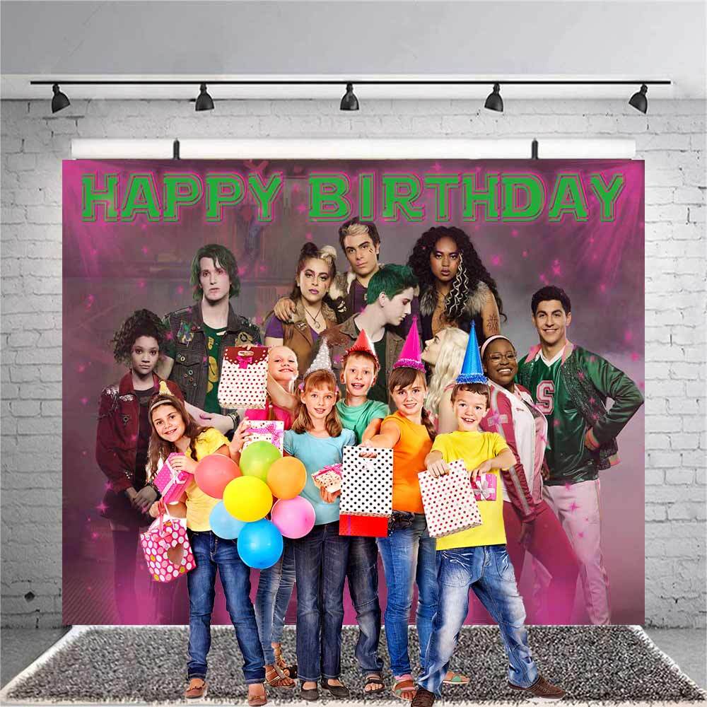 Disney Zombies Birthday Backdrop Banner Background Cartoon Party Supplies 7x5ft