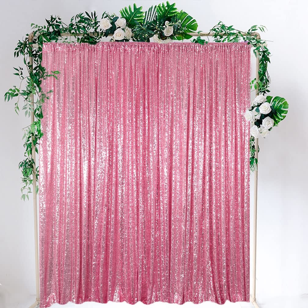 Polyester Sequin Backdrop 4ft x 7ft Pink Gold for Wedding Party Photography C…
