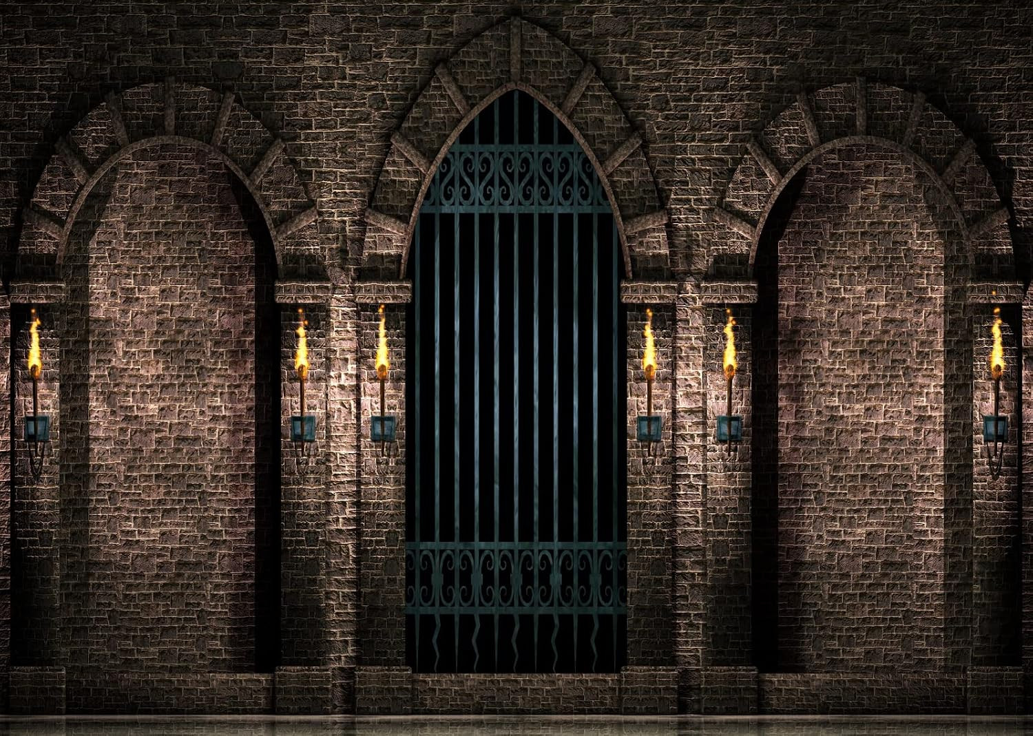 BELECO 7x5ft Fabric Gothic Castle Photography Backdrop Ancient Stone Wall Arches