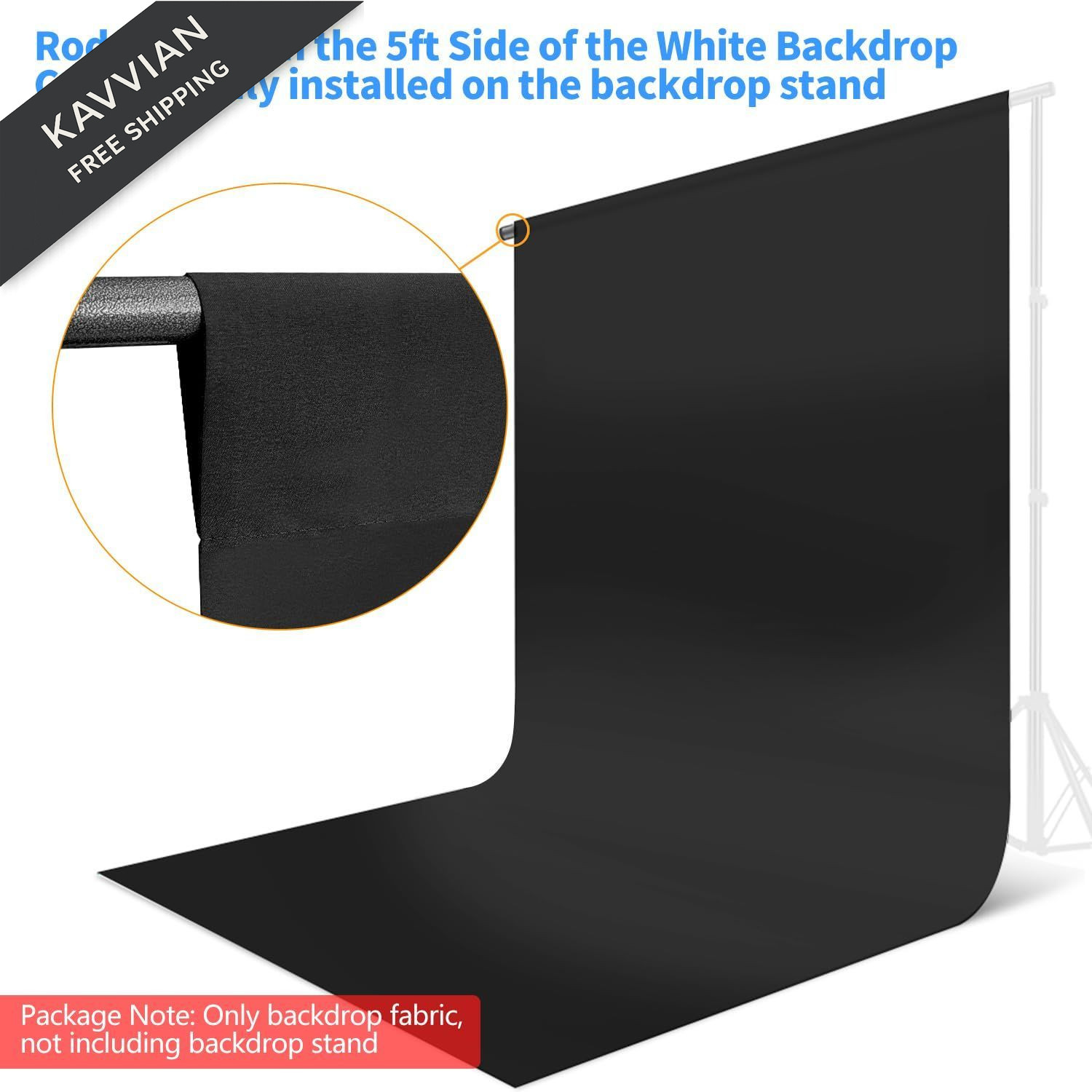 HEMMOTOP Black Backdrop Curtain, 5×7 ft Photo for 5x7ft,