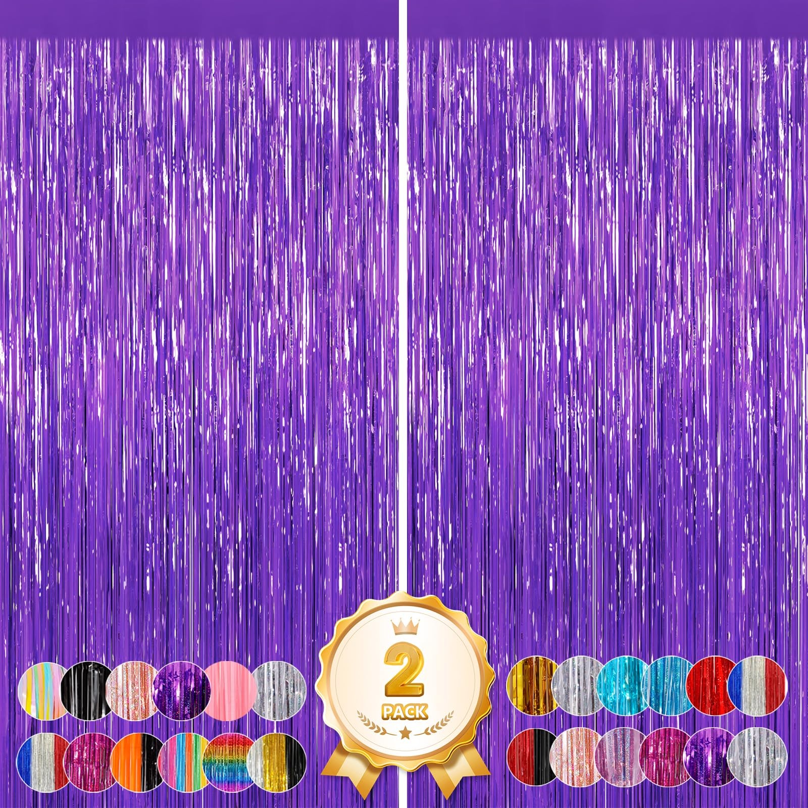 2Pack Purple Backdrop Metallic Tinsel Streamers Foil Fringe 2Pack,