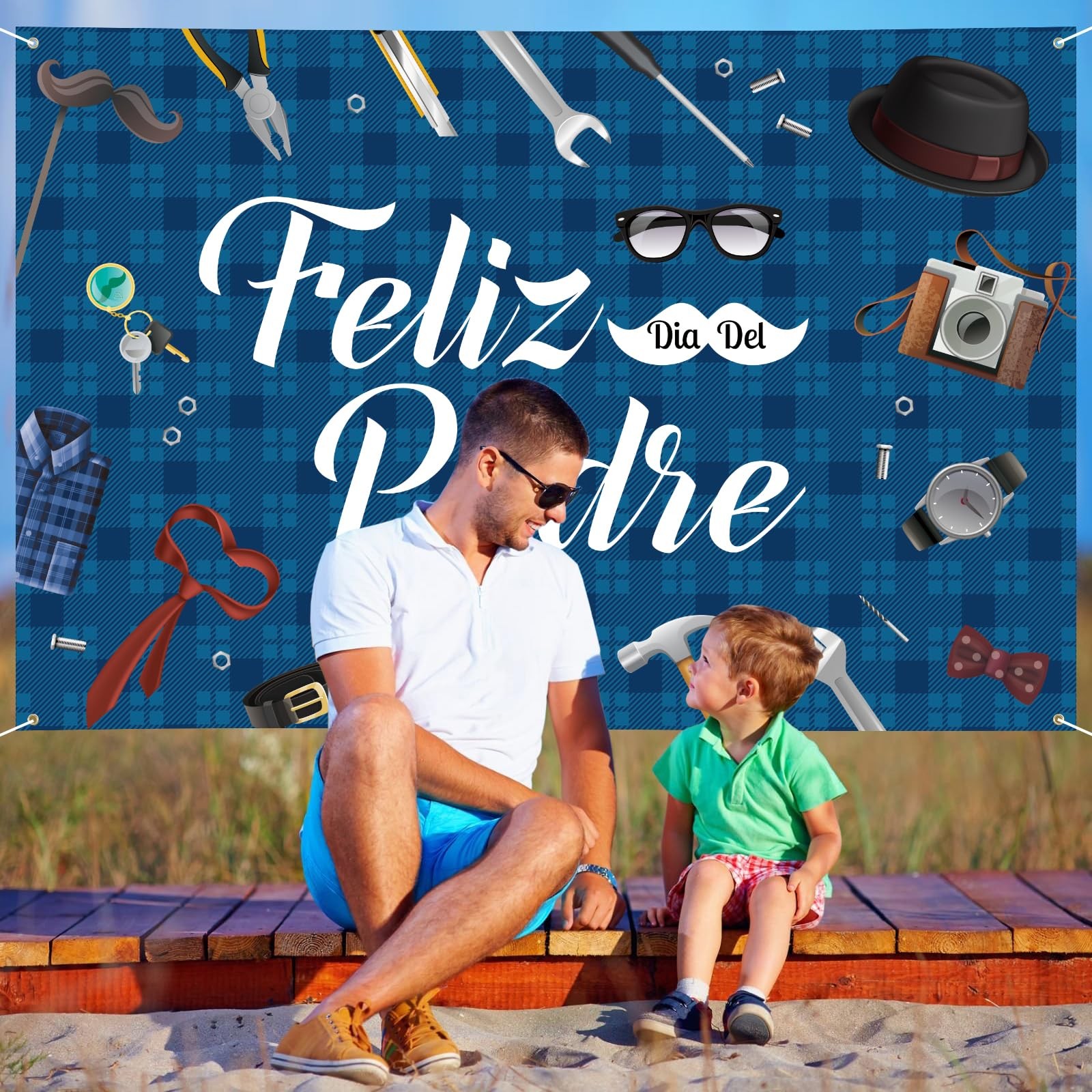 Large Fathers Day Banner Decorations 72″ X 48″ Feliz Día Del Padre Backdrop Span