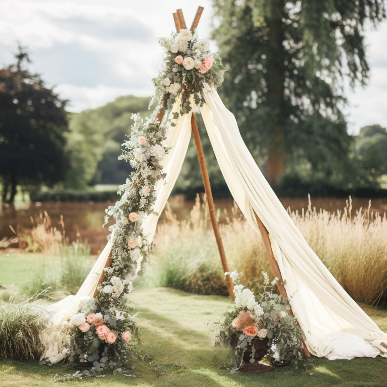 Ivory Sheer Wedding Arch Draping Fabric Curtain Backdrop 1 PCS 30 Inch x 20Ft