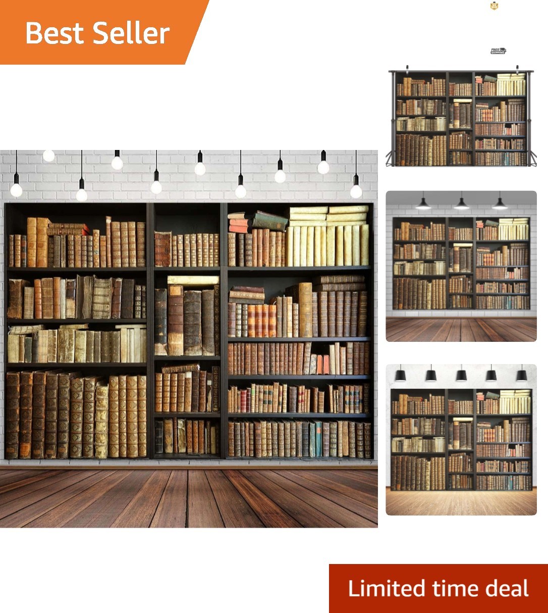 Portable 20x10FT Retro Bookcase Backdrop – Ideal for Stunning Photo Shoots!