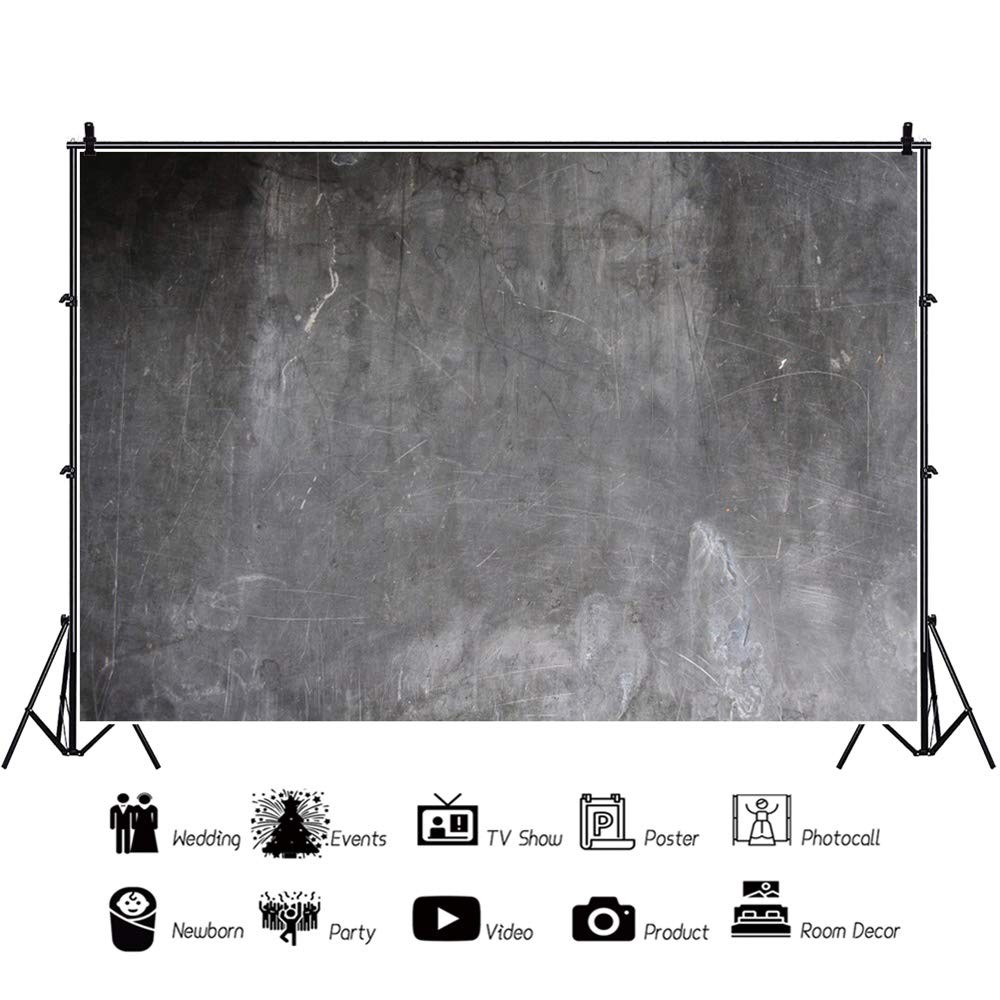10x9ft Abstract Backdrop – Black Grey Concrete Stone Wall Grunge Old Cement B…