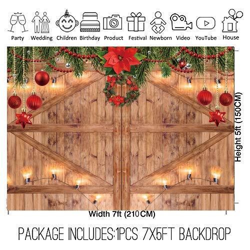 7x5FT Christmas Backdrop New Year Party Background Barn Door Backdrop 7x5ft