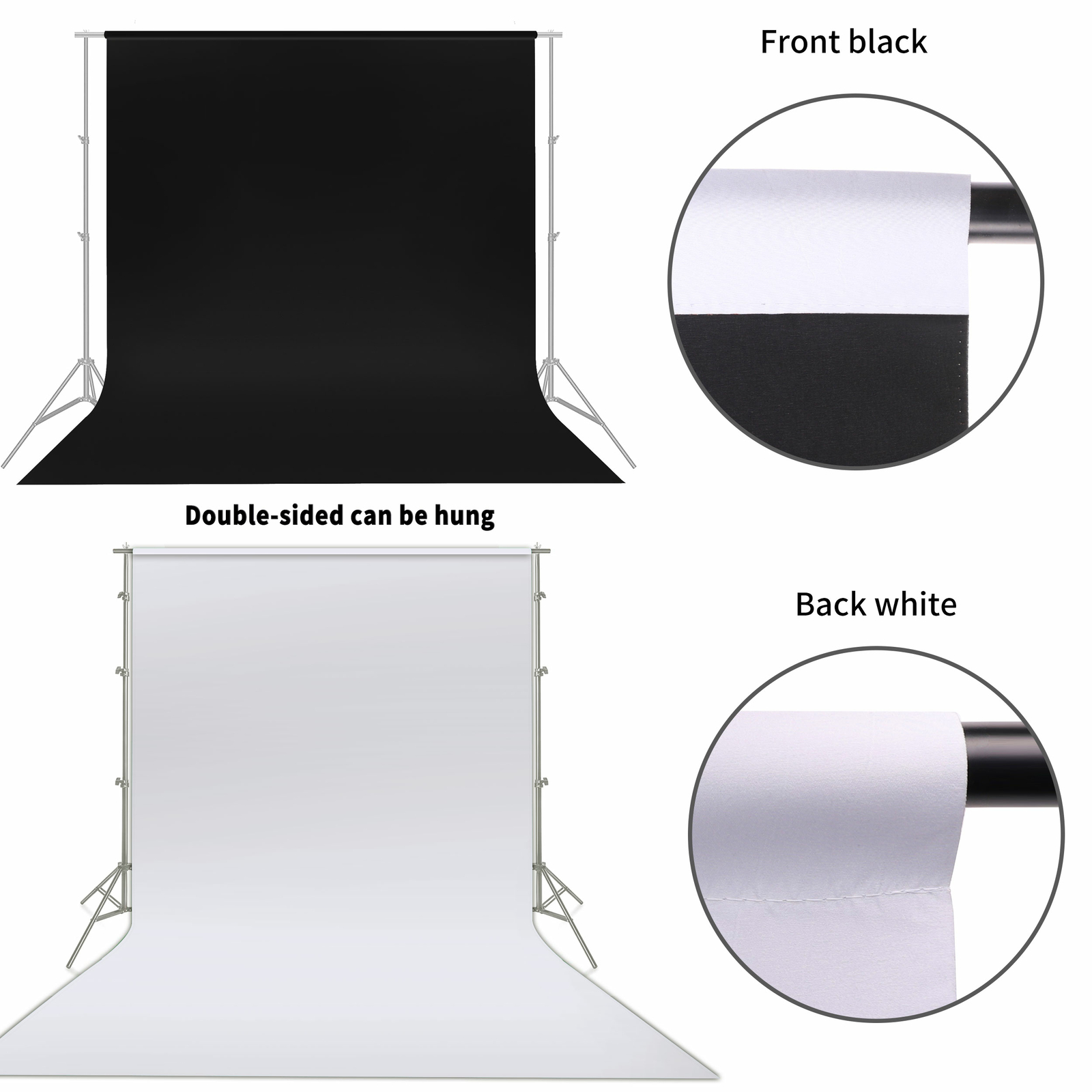 6.56x10ft Black & White 2in1 Backdrop Background for Photo Studio Screen Muslin