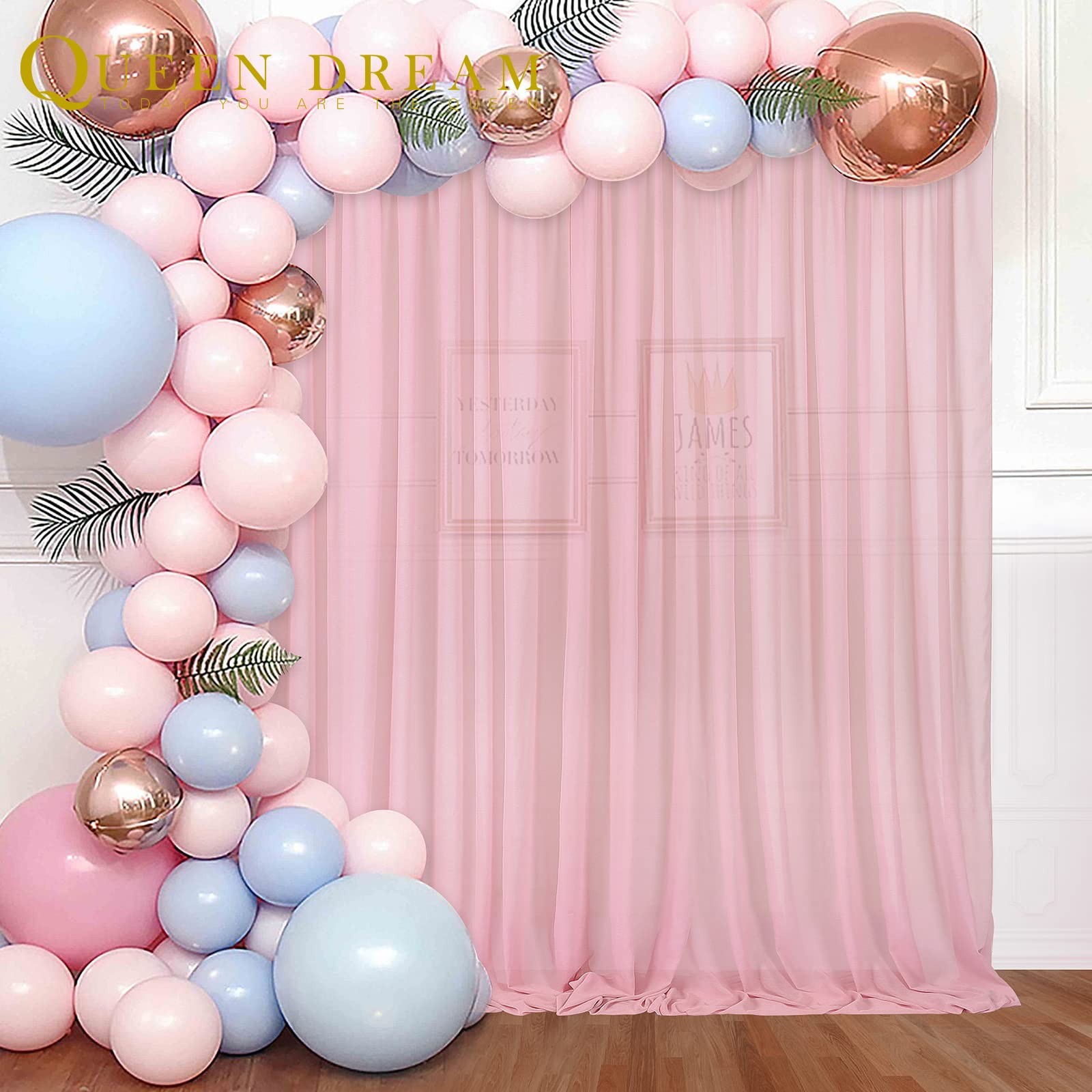 10×10 ft Backdrop Curtain Dusty Rose Chiffon Background Drapes Party Decor