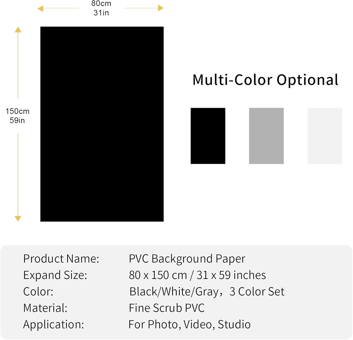 31X59Inch (80X150Cm) Photography PVC Backdrop Background Matte Vincly Seamless B
