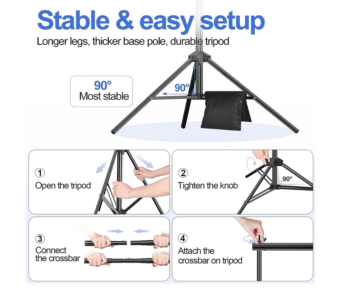 Photography Photo Studio Stand Background Support System 10 x 7 ft with Case