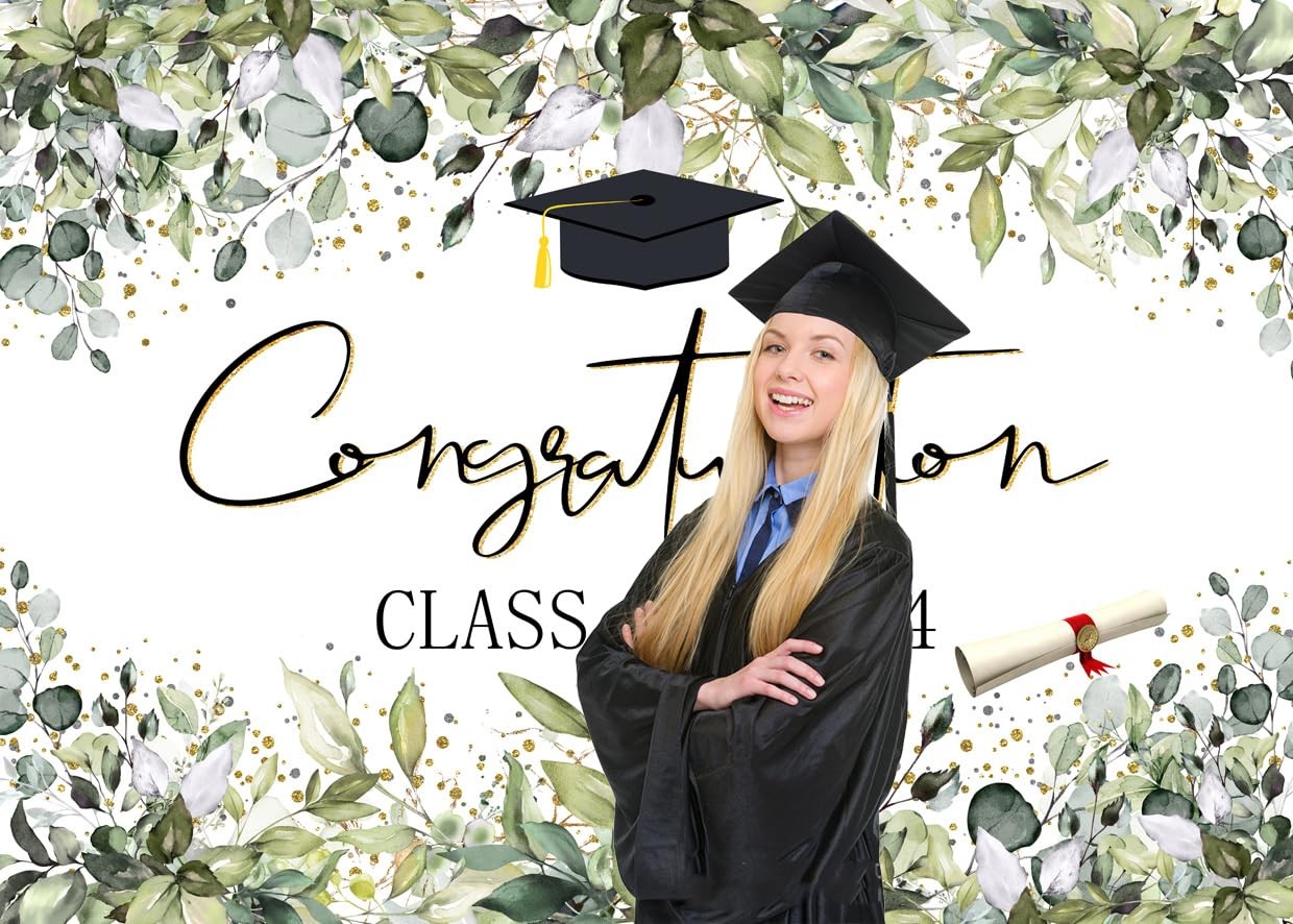 7X5ft Class of 2025 Backdrop, X-250, Green Leaves, Graduation, Photography