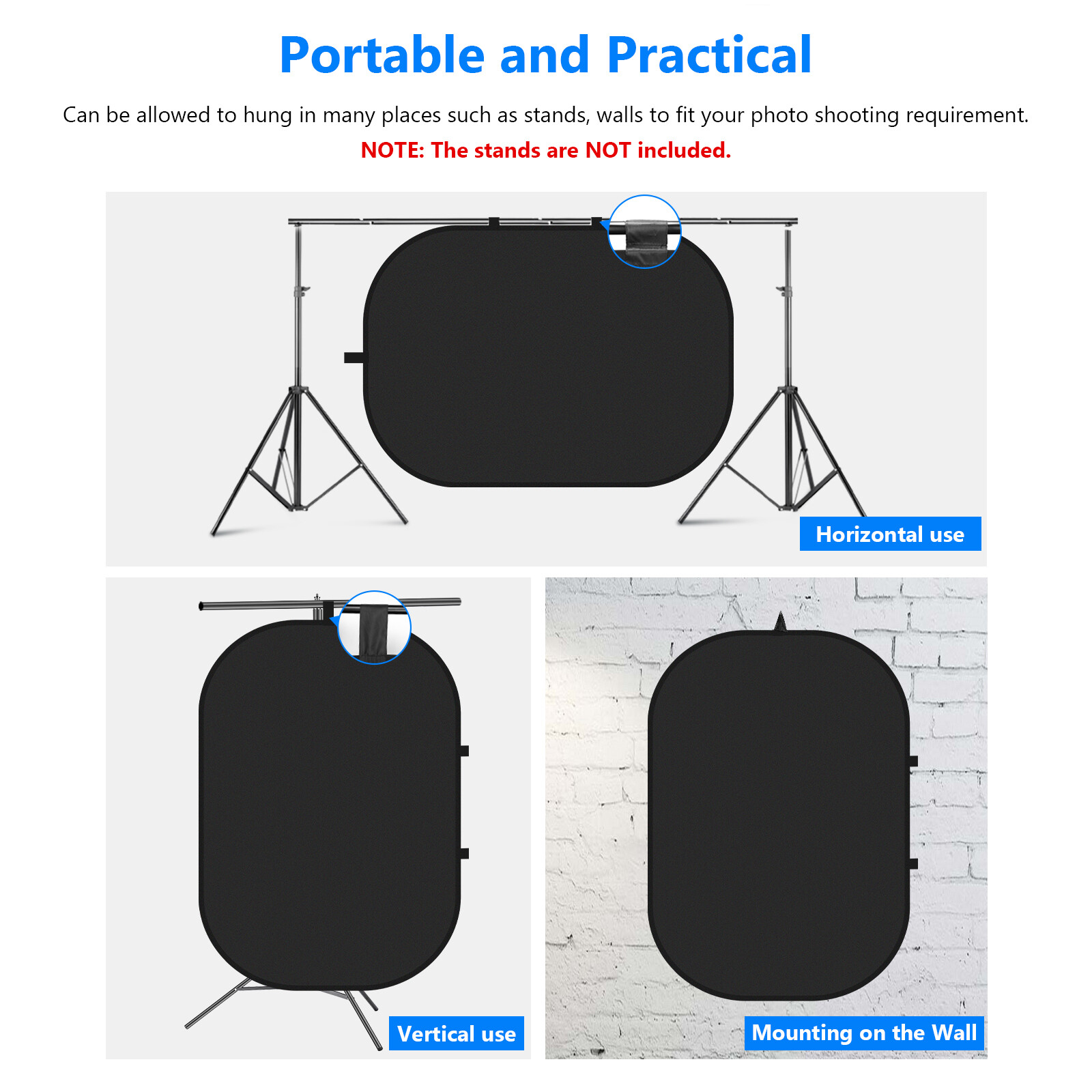 Neewer Black White Double Sided Pop Out Collapsible Muslin Backdrop Background